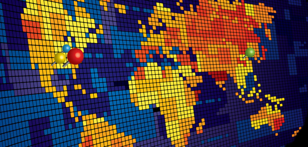 World map with pins marking ISD locations